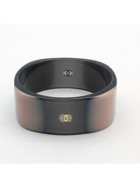 Chanel CC Logo Black Pink Plastic Bangle Bracelet